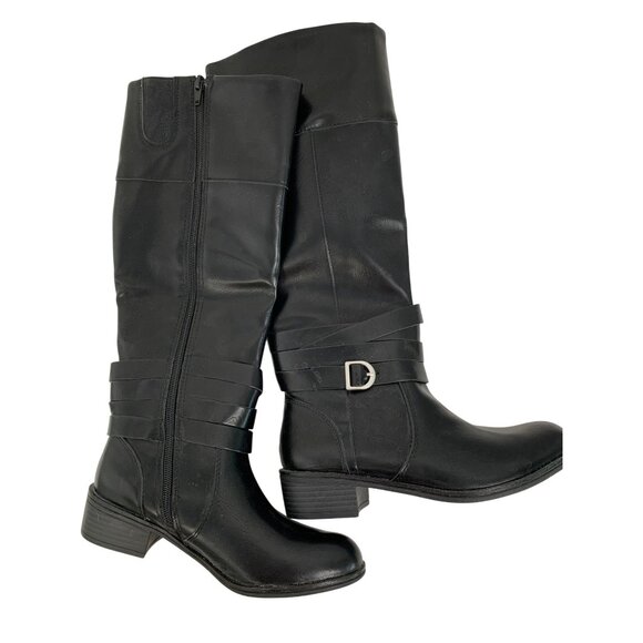 New St. Johns Bay Womens Black Knee-High Riding Boots Size 6M U10659 - Picture 1 of 8
